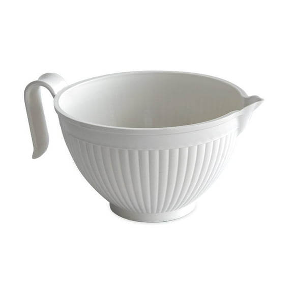10 Cup Bowl, Unbreakable Microwave Safe Mixing Bowl with Handle, Perfect for Baking, Pouring Batter, White