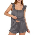 thumbnail image 2 of SwiftWear Women's Ruffle Trim Sleeveless Pajama Set Cute Tank Top Shorts Summer Lounge Wear Comfy Sleepwear Set​, Gray, 2 of 9