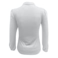 thumbnail image 4 of IROINNID Deals Long Sleeve T-Shirts for Women Lounge Solid Color Long Lantern Sleeve High Collar Pleated Slim T-Shirt,White, 4 of 4