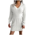 thumbnail image 2 of Women's Fall and Winter Fashion Dress Sweater Dress with Waist Accent and Hip Hugging Design, Cozy and Stylish for Casual Outings, Comfortable,White,M, 2 of 6