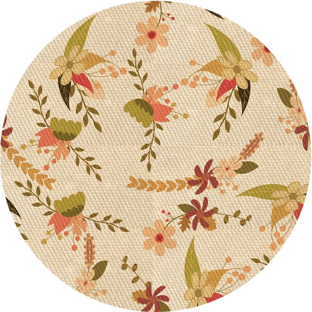 Ahgly Company Tapis Rond Lavable en Machine Intérieur Transitionnel Blond Doré Or, 6 Pieds Rond