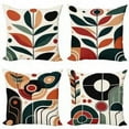 thumbnail image 5 of Ambesonne Mid Century Modern Throw Pillow Cover 4 Pack, Abstract Botany, 20", Orange Green Black, 5 of 5