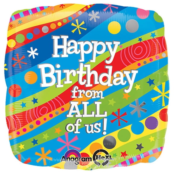 18 inch Happy Birthday From All Of Us Foil Mylar Balloon - Party Supplies Decorations