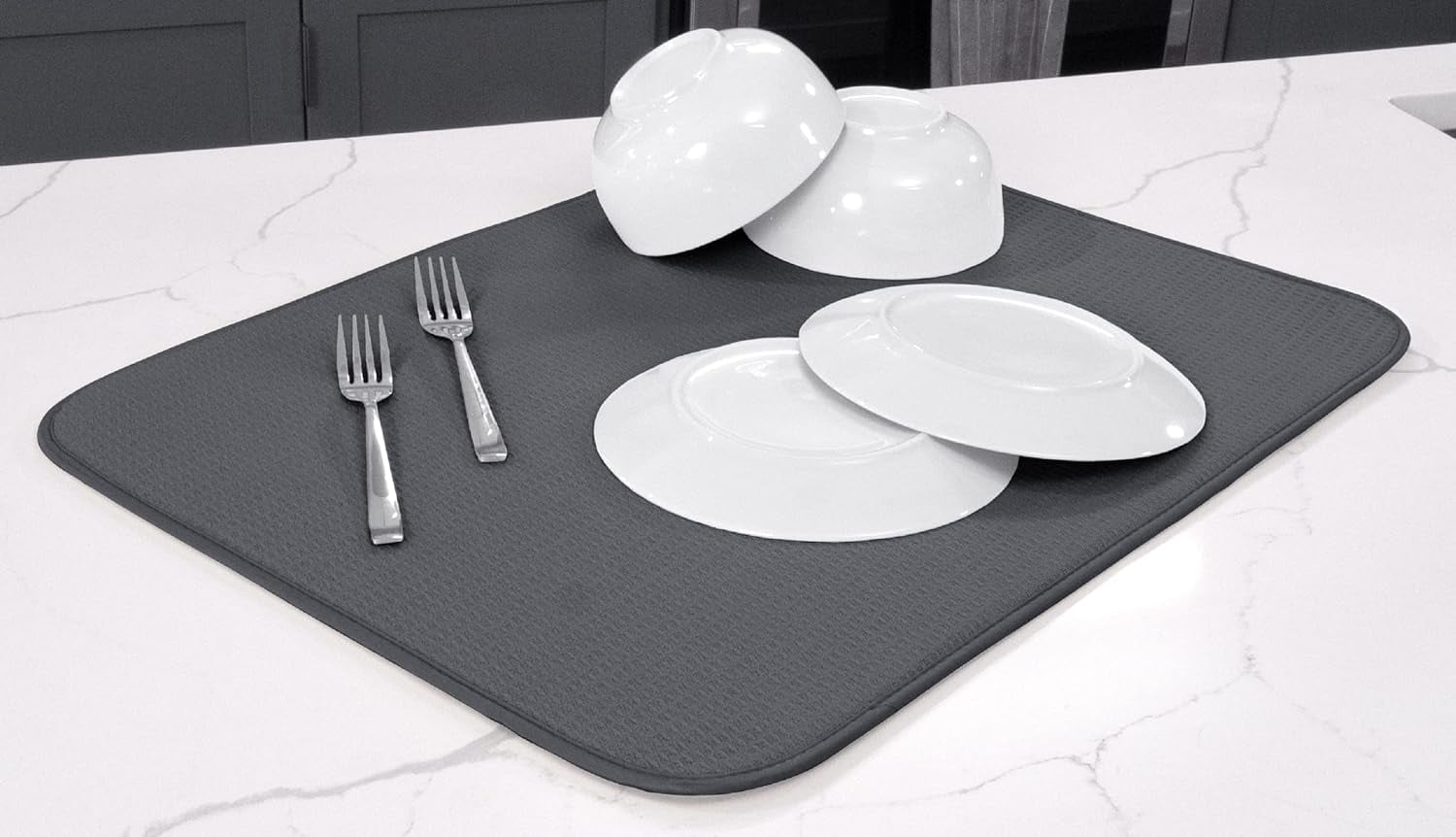 XXL Dish Mat 24 x 17 (LARGEST MAT) Microfiber Dish Drying Mat, Super  absorbent by Bellemain (Gray) - Bellemain