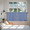 thumbnail image 4 of Dark Blue Striped Tier Curtains, Modern Beige Geometric Country Light Filtering Kitchen Curtains, 2Pcs Rod Pocket Half Window Treatments Panels for Sink Cafe Cabinet Camper 27.5x24 Inches, 4 of 9