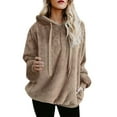 thumbnail image 1 of Fluffy Jacket Women Solid Color Coat Warm Winter Overcoat Button Down Overcoat Long Sleeve Cardigan Windproof Outer Coat, 1 of 6