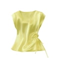thumbnail image 2 of Dolkfu Fancy Tops for Women V Neck Silky Tank Tops Runched Sleeveless Tees for Women L, 2 of 5