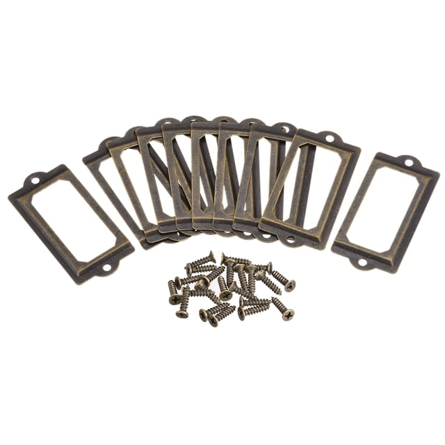 Unique Bargains 70x33mm Drawer Tag Label Metal Label Holder File Tag Frames Bronze Tone 10 Pack