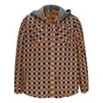 thumbnail image 3 of USNSM Men's Flannel Hoodie Shirts Casual Color Blocked Button Down Plaid Shirt Jackets for Men Long Sleeve Stylish Hooded with Pocket Brown M, 3 of 5