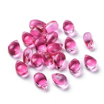 20 pc Transparent Glass Beads Top Drilled Beads Teardrop Deep Pink 9x6x5mm Hole: 1mm