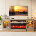 thumbnail image 2 of Waleaf 70" TV Stand with 3-Sided Glass Electric Fireplace, Modern Media Entertainment Center for TVs up to 80", Slim Wood Console with 21-Mode LED Lights & Adjustable Shelves, 2 of 8