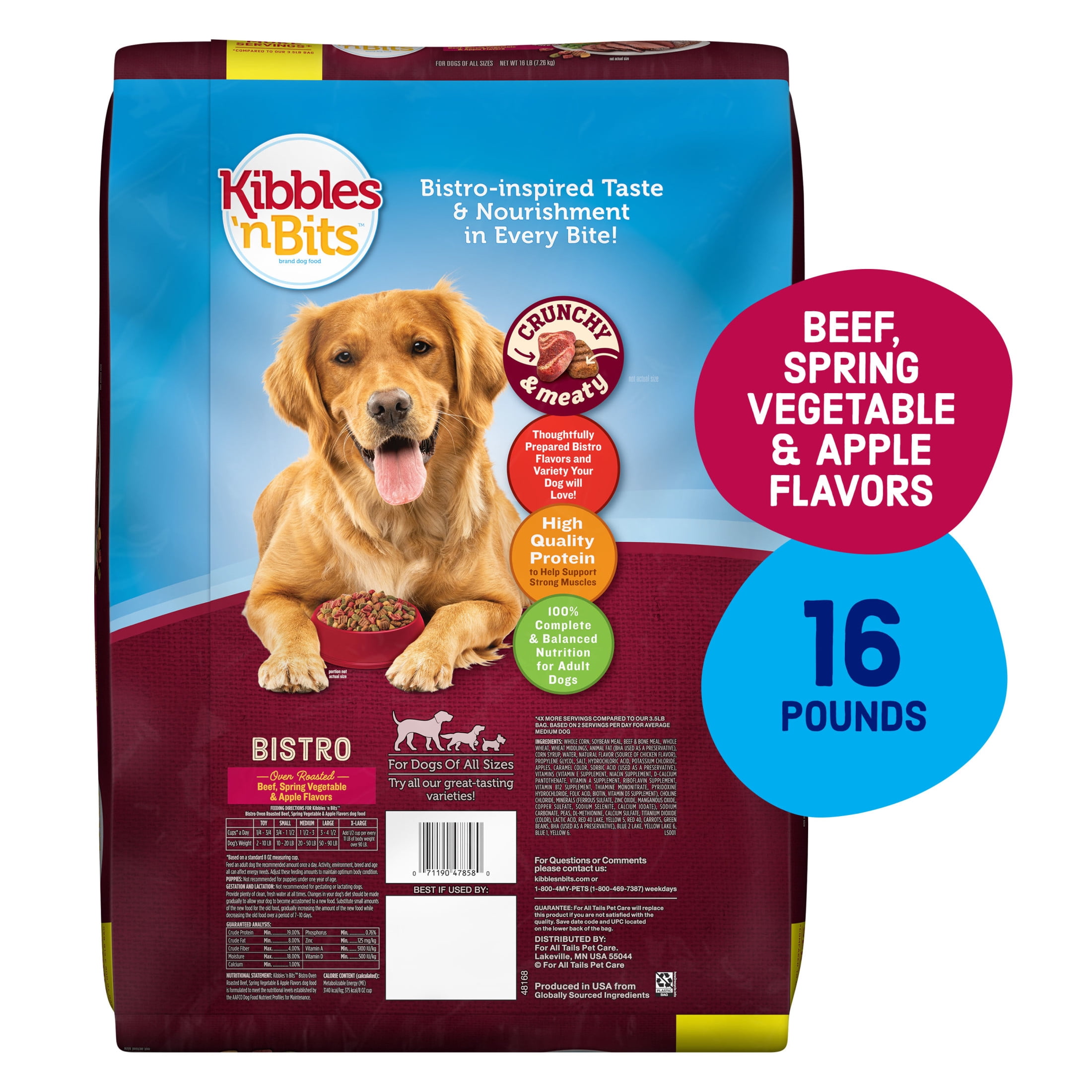 Kibbles 'n Bits Bistro Oven Roasted Beef, Vegetable & Apple Flavors Dry Dog Food, 16 lb.