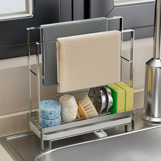 QTOCIO Over Sink Kitchen Organizer Kitchen Counter Storage for Utensils Sponges Rustproof Easy Clean for Home Restaurant Use