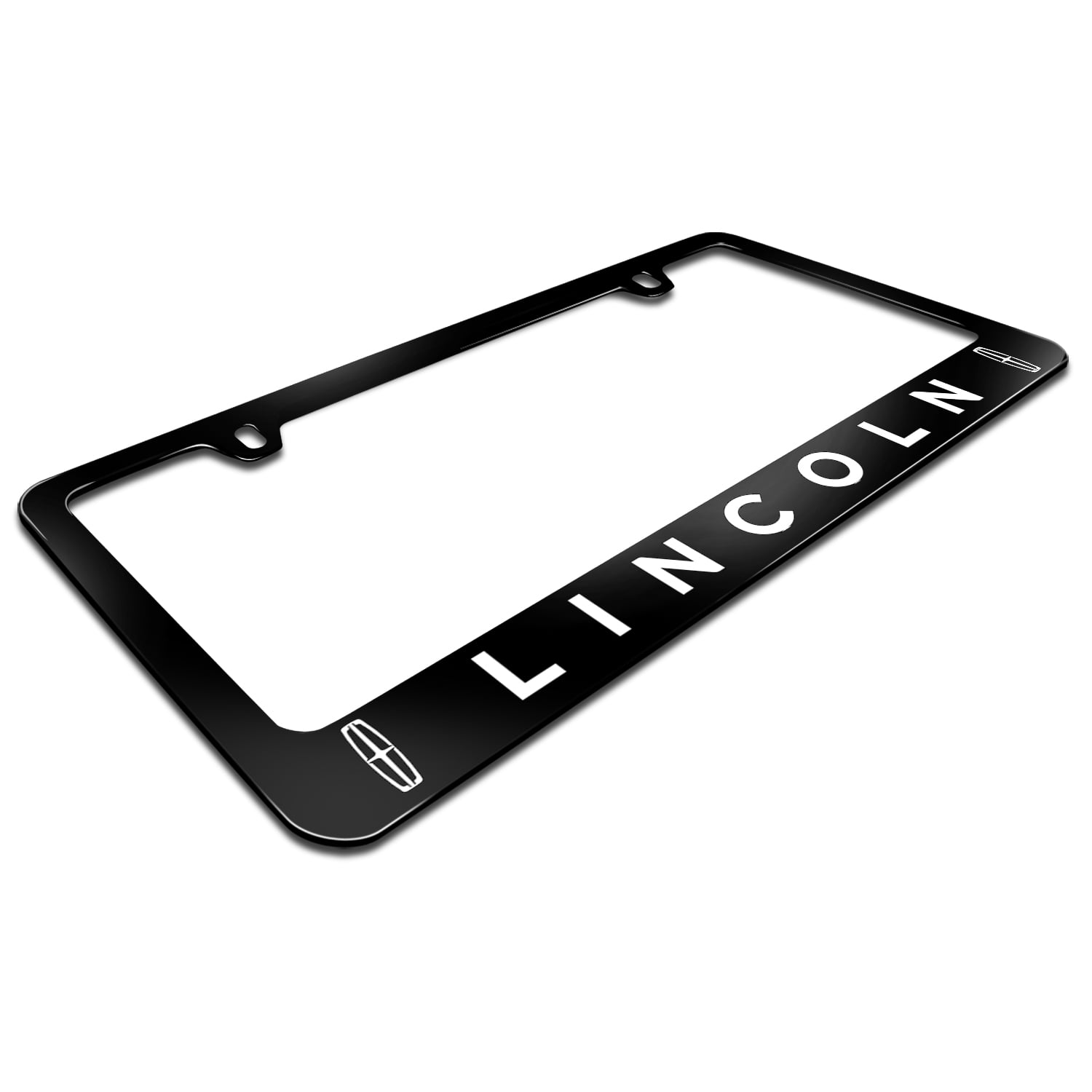 Lincoln Dual Logo Black Metal License Plate Frame