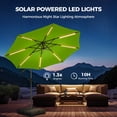 thumbnail image 4 of Patbrela 10ft Offset Patio Umbrella with Base, Cantilever Hanging Outdoor Umbrella with Solar Light Strips, Tilt Adjustment, Market Umbrella for Yard, Garden, Beach, Pool & Deck, Green, 4 of 10