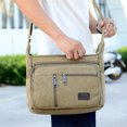 thumbnail image 6 of Yucurem Men Canvas Shoulder Bags Multi Pocket Male Travel Messenger Handbag (Khaki), 6 of 10