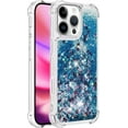 thumbnail image 3 of Case for iPhone 16 Pro Case Glitter Liquid Cute Clear,Sparkle Floating Quicksand Shockproof Protective Bumper Soft TPU Phone Case for iPhone 16 Pro 6.3 inch Love Blue YB, 3 of 14