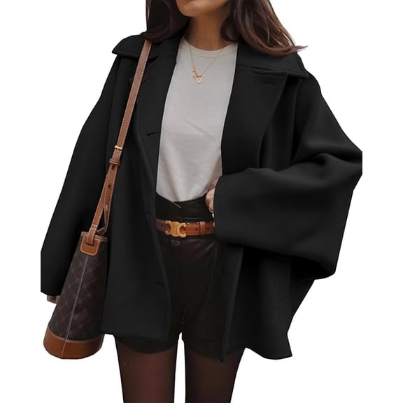 Freejoy Womens Coats Classic Notch Lapel Single Breasted Oversized Fall Winter Jackets Outerwear