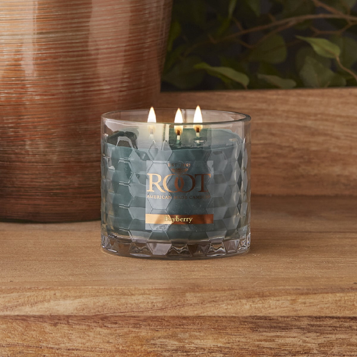 ROOT Candles 12 oz 3-Wick Signature Honeycomb filled Jar. Scent: Bayberry
