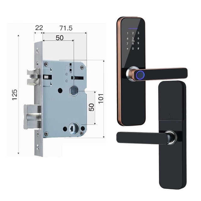 Door Lock, Tuya Electronic Smart Door Lock With Biometric Fingerprint / Smart Card / Password / Key Unlock/ USB Emergency Charge ,Easy to Install