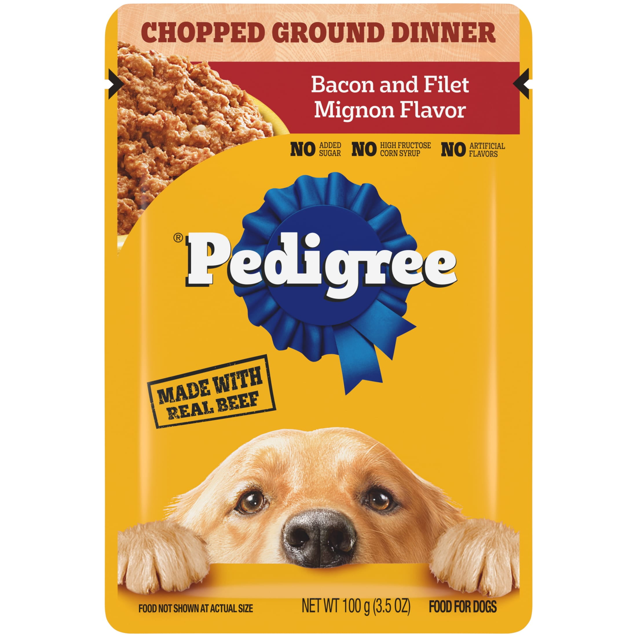 (16 pack) Pedigree Wet Dog Food Pouches, Bacon and Filet Mignon Flavor, 3.5 oz. Pouch