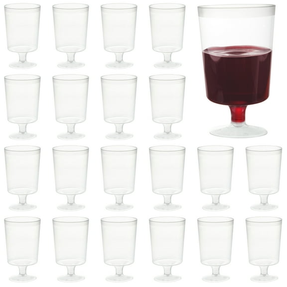 MATANA 50 Pack 6 oz Clear Plastic Wine Glasses & Goblet Cups with Stem for Wedding Banquet, Garden Parties & Events