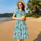 thumbnail image 4 of Balery Sea Otters Family In Blue Water Vestidos sueltos de manga corta para mujer, vestidos de verano 2025, vestidos casuales de corte A con vuelo., 4 of 6