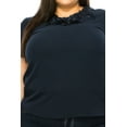 thumbnail image 5 of Women's Plus Size Short Sleeve Top with Puff Sleeves Lace Accent Round Neck, 5 of 5