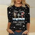 thumbnail image 2 of Tshirts for Women Merry Christmas Shirt for Women Crewneck Funny Wine Glass Graphic Sweatshirt Xmas Holiday 3/4 Sleeve Pullover Tee Long Sleeve Workout Tops S-23 Black 3XL, 2 of 4