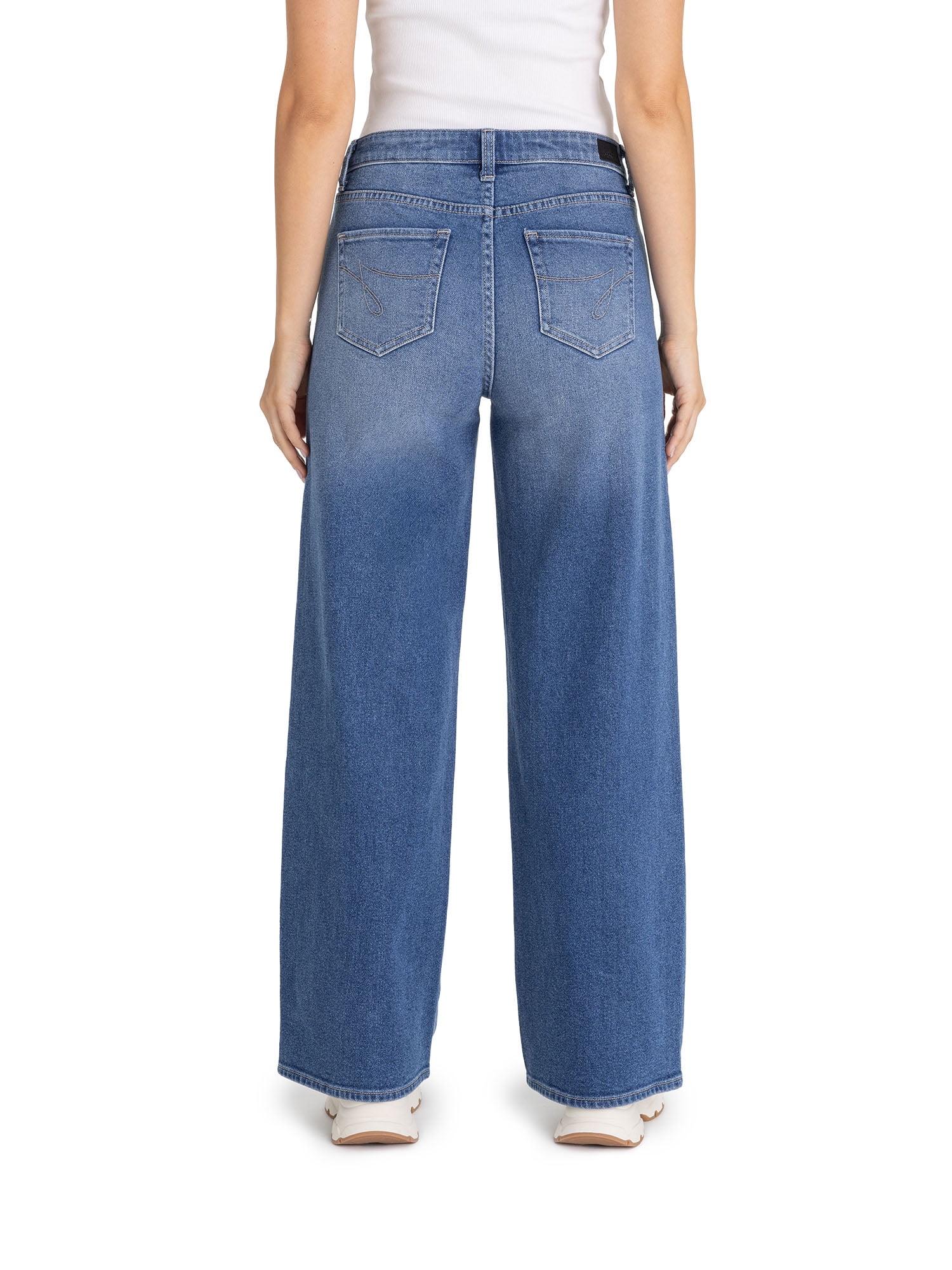 Jordache Women's High Rise Wide Leg Jeans, 32" Inseam, Sizes 2-22