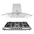 thumbnail image 1 of Combo Parrilla empotrable y campana de cristal curvo templado para pared 6 quemadores acero inoxidable Supra DOZZA, 1 of 4