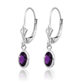 thumbnail image 3 of 14K Solid White Gold Oval Purple Amethyst Drop Dangle Earrings February Birthstone Jewelry, 3 of 10