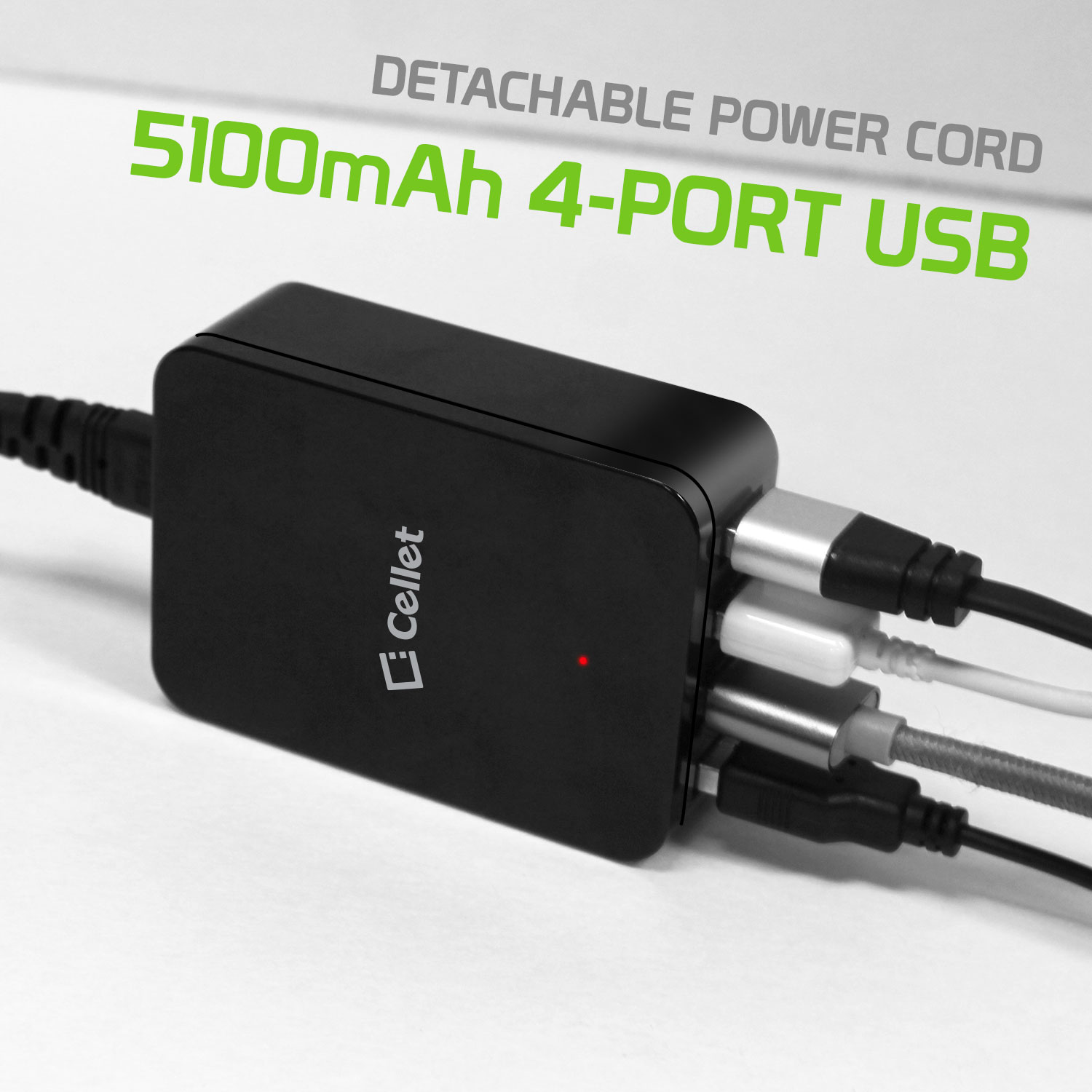 Cellet 5V / 25Watt (5.1Amp) 4Port USB Desktop Charging Station/Travel Wall Charger Black - image 2 of 9