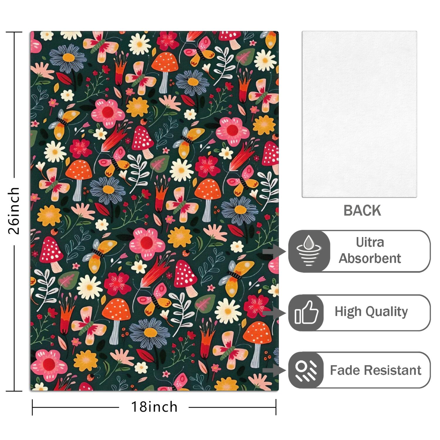 6 Pcs Funny Kitchen Towels,Pioneer Flower Floral Print Pattern Microfiber Dish Towels,Kitchen Tea Towels,Kitchen Towel Set (18" X 26")