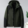 thumbnail image 2 of TFEOQRY Men Padded Coats Parkas Hooded Long Sleeved Zipper Hardshell Padded Thicken Outdoor Workwear Padded Jacket Coat Green, 2 of 6
