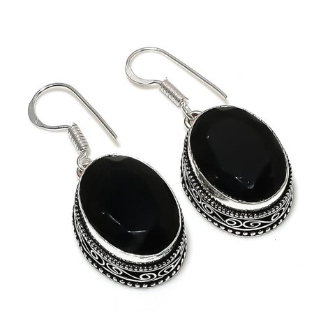 Black Spinel Earrings Handmade 925 Sterling Silver | Midnight Black Gemstone Jewelry | Sleek Gift for Her