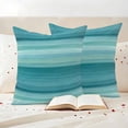 thumbnail image 3 of Teal Turquoise Aqua Ombre Outdoor Waterproof Pillow Covers, Contemporary Abstract Lines Decorative Square Throw Pillowcase Sofa Cushion Sham for Patio/Couch/Chair, 16"x16" 2 Pack, 3 of 8