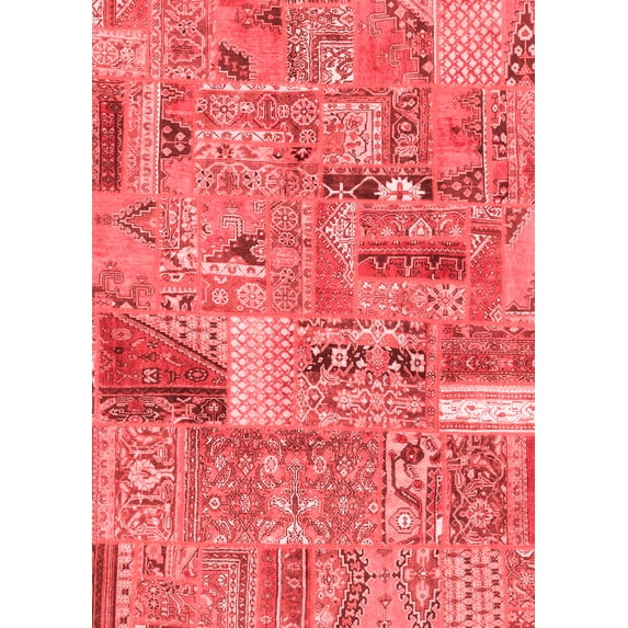 Ahgly Company Indoor Rectangle Patchwork Red Transitional Area Rugs, 5' x 8'