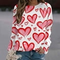 thumbnail image 2 of Valentine's Day Long Sleeve Shirts for Women Trendy Sequin Heart Print Crew Neck Casual Sweatshirts Casual Tunic Tops(Pink,XL), 2 of 4