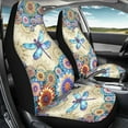 thumbnail image 3 of Yuyamidu Boho Flowers Car Front Seat Covers 2 pcs Set Dragonfly Vehicle Seat Protective Covers, Fit Most Cars, Sedan, Truck, SUV, Van, 3 of 7