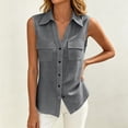 thumbnail image 6 of Yievot Womens Button Down Sleeveless Shirt with Pockets Collared Casual Summer Office Workwear Tops, 6 of 8