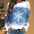 thumbnail image 2 of Moda mujer Casual Navidad estampado cuello redondo manga larga suelta camiseta blusa pulóver Tops Pompotops qwe24371, 2 of 6