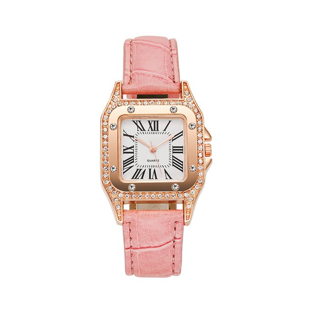 HBFAGFB Womens Watch Fashion SimpleSquare Diamond Belt Ladies Watch Versatile Daily Wear Pink