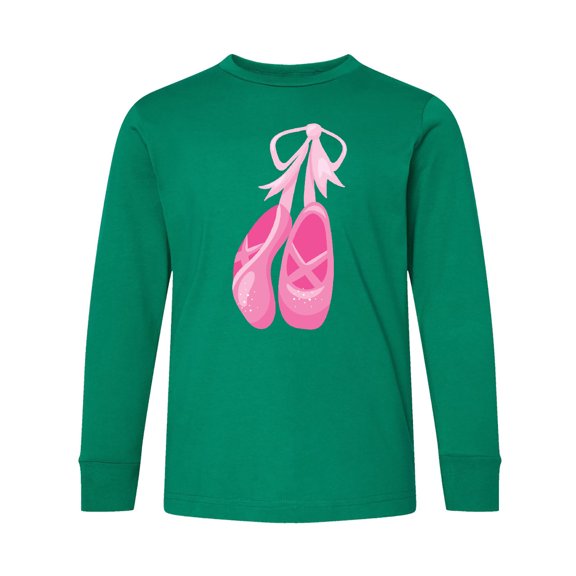 Inktastic Ballet Shoes, Ballet Slippers, Ballet Dance, Pink Long Sleeve Youth T-Shirt