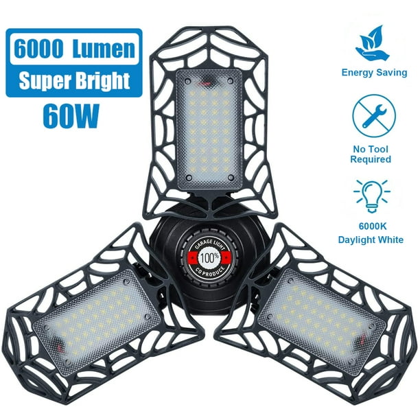 LED Garage Light，6000LM 110V E26 Super Bright Adjustable LED Shop
