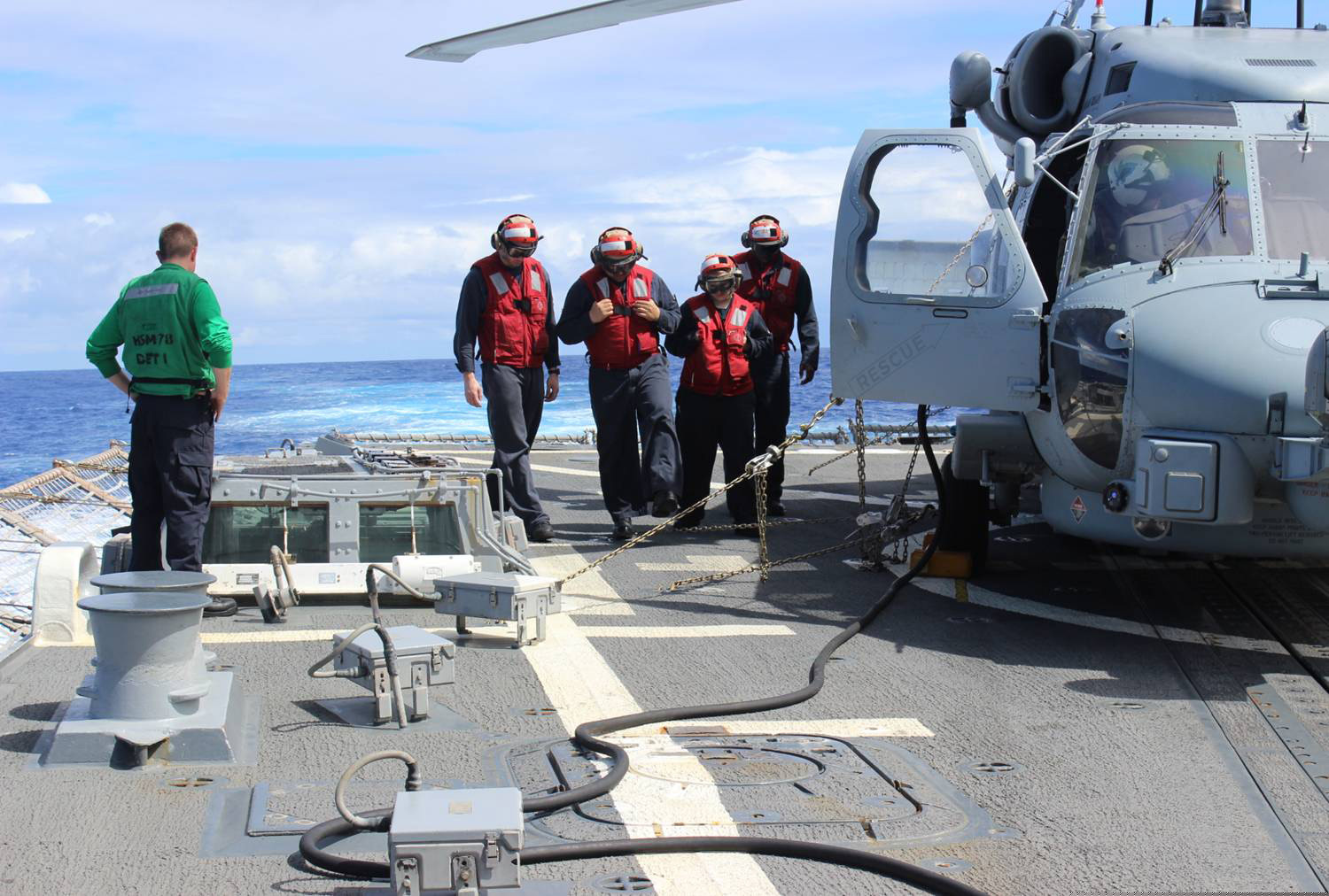 Kidd 10 22 Canvas Print U.S. Sailors inspect the flight deck of the guided missile destroyer USS Kidd (DDG 100) in the India Stretched Canvas 10 x 14 ()
