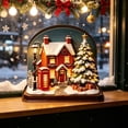 thumbnail image 6 of Christmas Village House LED Lighted Wooden Figurines, Painted Wood Light Up Xmas Cottage Desktop Ornament, Winter Snow House Tabletop Decor for Mantel, Home Holiday Decoration, 6 of 6