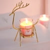 Portavelas de hierro con forma de reno | Portavelas navideño para velas pequeñas | Portavelas metálico de 16,5 x 8 x 6,5 cm | Centro de mesa para decoración navideña y cenas románticas