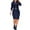 Blue, variant on Dresses Solid Color Women Sexy Fashionable Multi Button Decorative Lapel Single Belted Long Slim Fit Long Sleeve Denim Dress Lovely Sundress Wedding Guest Dress
