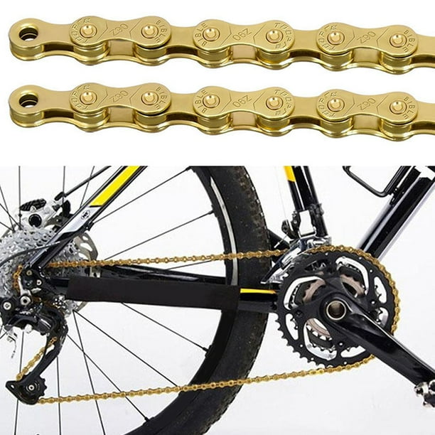 Bike Chain 6 7 8 Speed Bicycle Chain Steel Hollow out Bike Chains 116 Links Ultralight MTB Bicycle Chain for Road Mountain Bike Golden